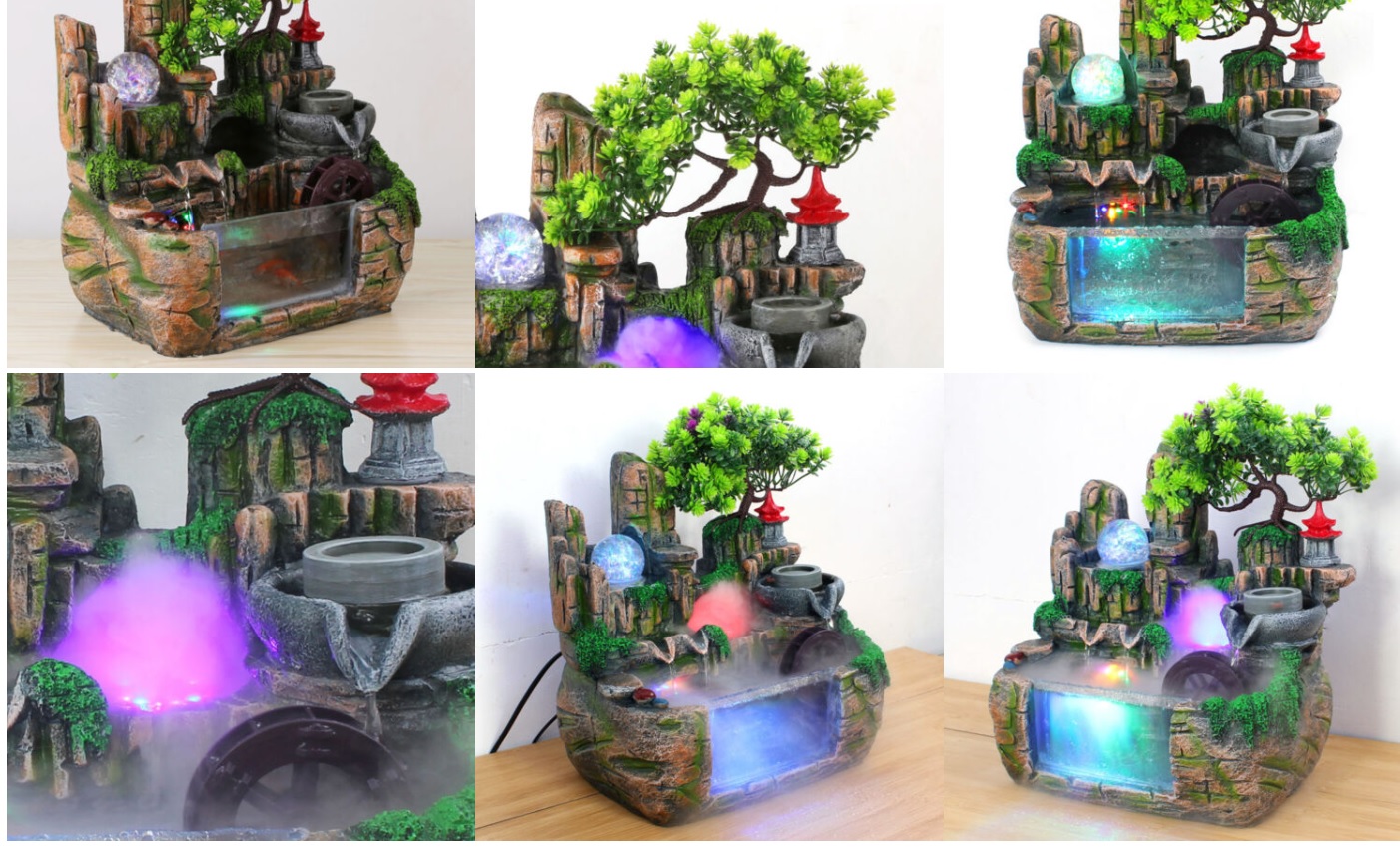 Desktop Fountain Landscape Rockery Mountain Waterfall Fish Pond Feng Shui Decor