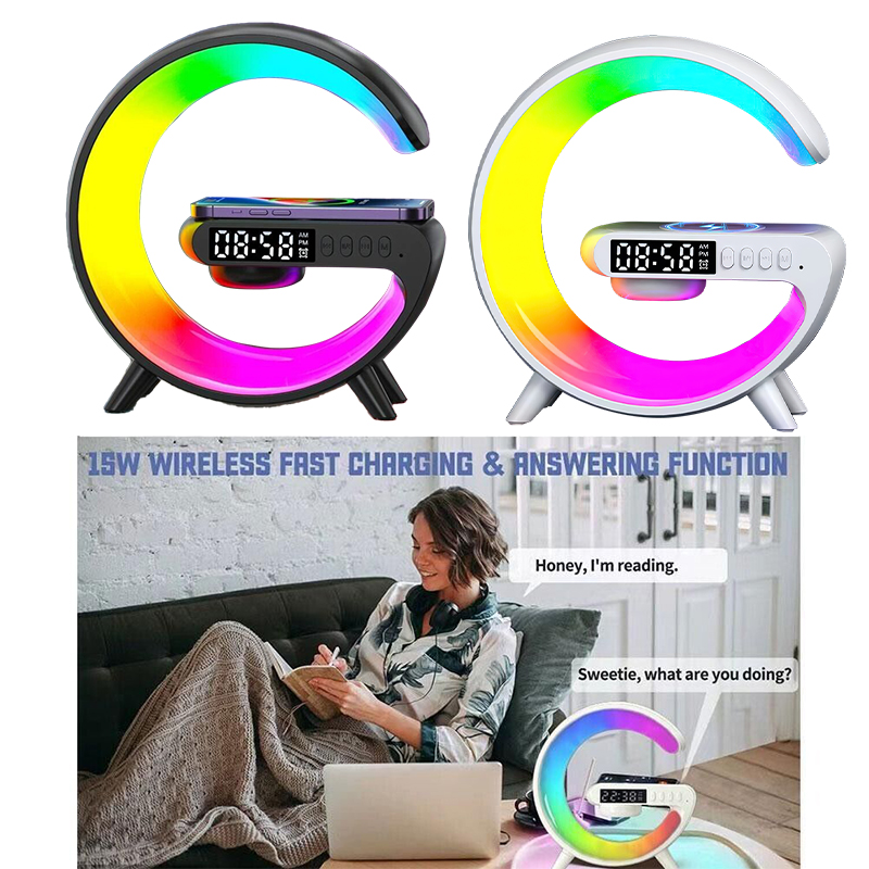 Smart G Lamp Bluetooth Speaker Wireless Charger RGB Alarm Clock Night Light USA